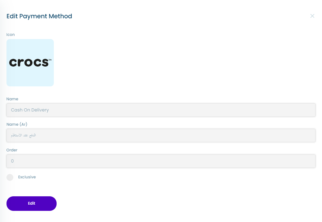 payment method&#39;s tables screenshot