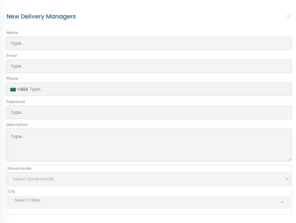 new delivery manager form screenshot