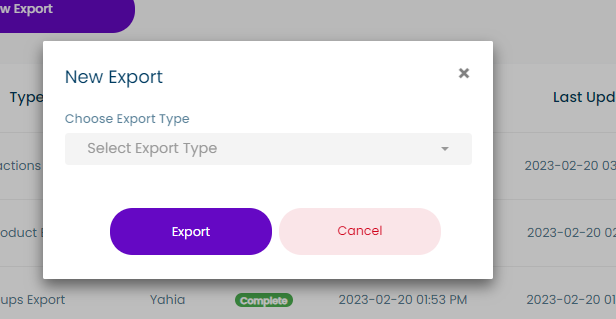 new export modal screenshot