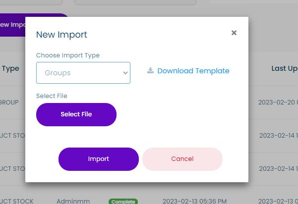 new import modal screenshot